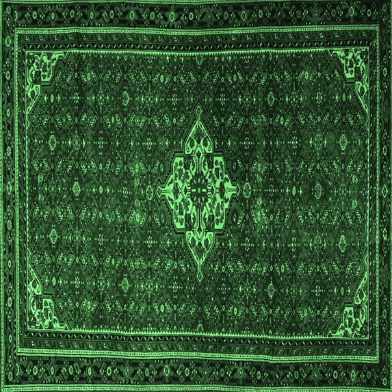 Ahgly Company Indoor Square Persian Emerald Green Traditional Area Rugs, 8' Square