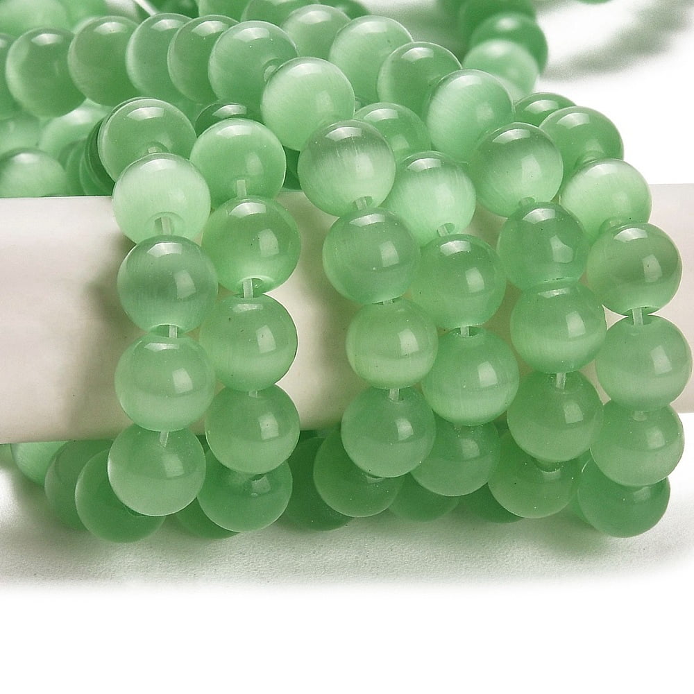Cat Eye Beads Round Light Green 8mm Hole: 1mm 14~14.5 inch/strand 48~50pcs/strand
