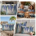 thumbnail image 5 of Purple Floral Outdoor Waterproof Pillow Covers, Spring Nature Butterfly Leaf Smear Art Decorative Square Throw Pillowcase Sofa Cushion Sham for Patio/Couch/Chair, 20"x20" 2 Pack, 5 of 8