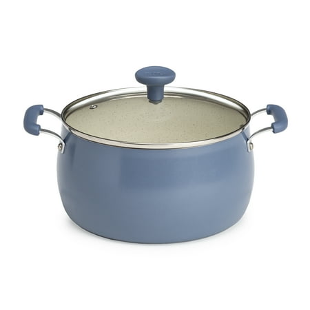 

Tasty Clean Ceramic 5 Quart Non-Stick Aluminum Dutch Oven with Glass Lid Slate Blue
