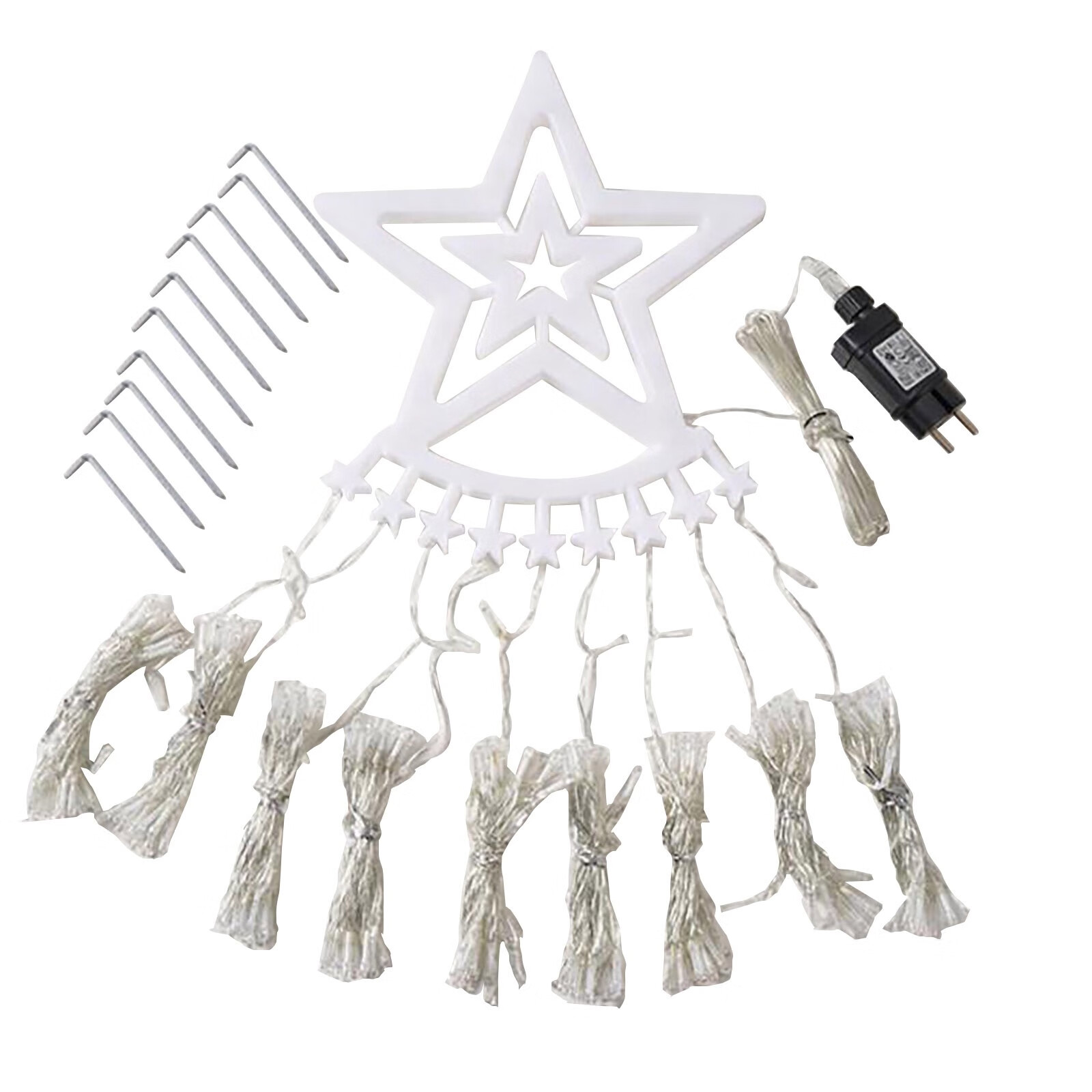 Outdoor Christmas Decorations Star Light,16.4 Ft 344 LED Tree Lights With Topper Star String
