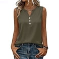 thumbnail image 2 of Fabrcox Summer Tank Tops Sleeveless Button Fitted Tank Tops for Women V Neck Wide Strap Breathable Fitness Basic Woman Undershirt Green XXL, 2 of 5