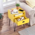 thumbnail image 5 of VECELO Nightstand with 1-Drawer and Metal Legs, Sofa End Table for Living Room Bedroom Office, Yellow, 5 of 8