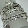 thumbnail image 2 of Sparkle Jewels Round Cut Cubic Zirconia His & Her Trio Wedding Ring Set 14K White Gold Plated, 2 of 4