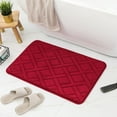 thumbnail image 4 of CuiLiyq Home Bathroom Absorbent Stripe Floor Mat, Square Memory Cotton Bathroom Mat, Washable Bath Rugs for Sink Toilet and Bedroom Floor, 23.6" x 15.7", Red, 4 of 6