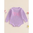 thumbnail image 2 of FEORJGP Toddler Baby Girls Knit Birthday Rompers 9M 12M 18M Infant Long Sleeve Sweater Jumpsuits Letter Embroidery Crewneck Bodysuits Kids Little Girlr Cozy Warm Soft Clothes for Fall Winter, 2 of 7