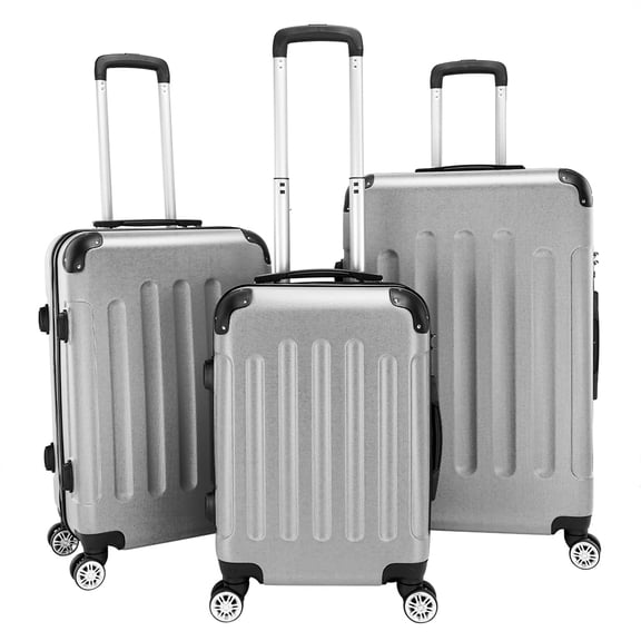 Luggage 3 Piece Set Suitcase, Airline Approved ABS Hardshell Luggage with Spinner Wheels, Carry on Lightweight Suitcase with Telescoping Handle, Large Capacity Traveling Storage Suitcase, Gray