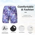 thumbnail image 3 of Haiem flower crystal Skull Mens Swim Trunks with Compression Liner 2 in 1 Swimming Shorts Stretch Swimwear Quick Dry,Board Shorts-3X-Large, 3 of 9