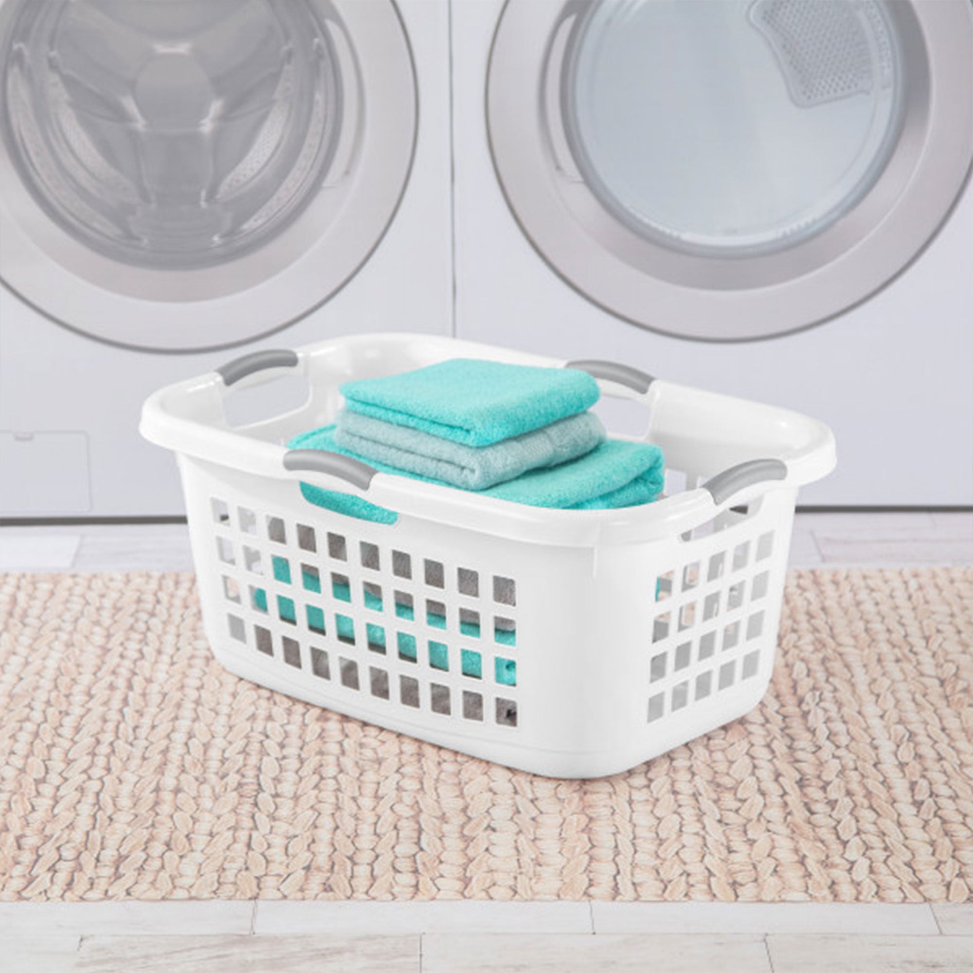 Sterilite Ultra 2 Bushel Plastic Stackable Laundry Basket, White (12 Pack)