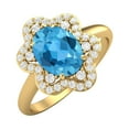 thumbnail image 2 of 8x6mm Oval Swiss Blue Topaz 925 Silver Yellow Plated Engagement Women Mother's Day Gift Ring, 2 of 4
