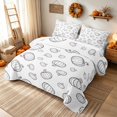 thumbnail image 3 of Erosebridal Line Pumpkin Quilt King, Harvest Season King Coverlet Set for Boys Girls, Black White, 3 Pieces 1 Bedspread and 2 Pillowcases, 3 of 7