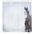 thumbnail image 3 of Ambesonne Winter Shower Curtain, Grey Horse Snow Scenery, 69"Wx70"L, White Brown, 3 of 5
