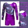 thumbnail image 7 of YONGHS Kids Girls Printed Long Sleeve Dance Gymnastics Leotards and Athletic Shorts Set, 7 of 7