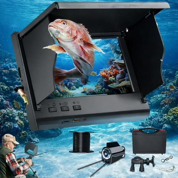Upgraded Underwater Fishing Camera, Ice Fishing Fish Finder, Underwater 4.3/5inch 220°IPS Wide Angle Display, Unmatched Clarityfor Every Catch (65.61ft,5in)