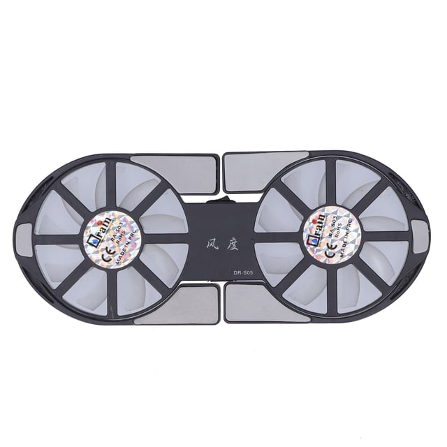 Large Air Volume , Laptop Cooling Pad DualFan Notebook Cooler, Foldable Heat Sink for Office Computers with Blue LED Light, Low Noise, USB Power Hub, Safety Switch