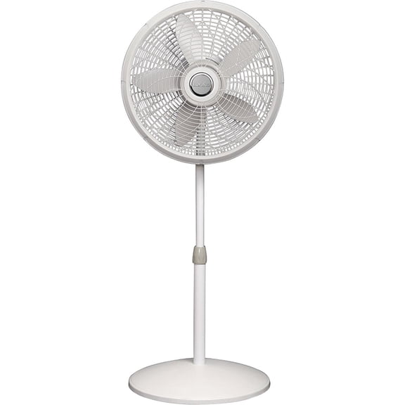 Lasko 1820 18 Elegance & Performance Adjustable Pedestal Fan, White - Features Oscillating Movement Tilt-back Fan Head