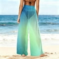thumbnail image 4 of Neewe Women Sheer Flare Cover up Pants Swimsuit Beach Bikini Bottom Cover up Elastic Waist Wide Leg Palazzo Trousers, 4 of 7