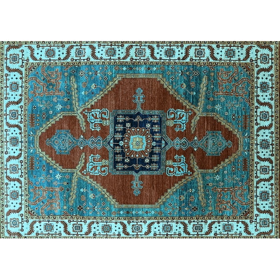 Ahgly Company Indoor Rectangle Oriental Light Blue Industrial Area Rugs, 2' x 5'
