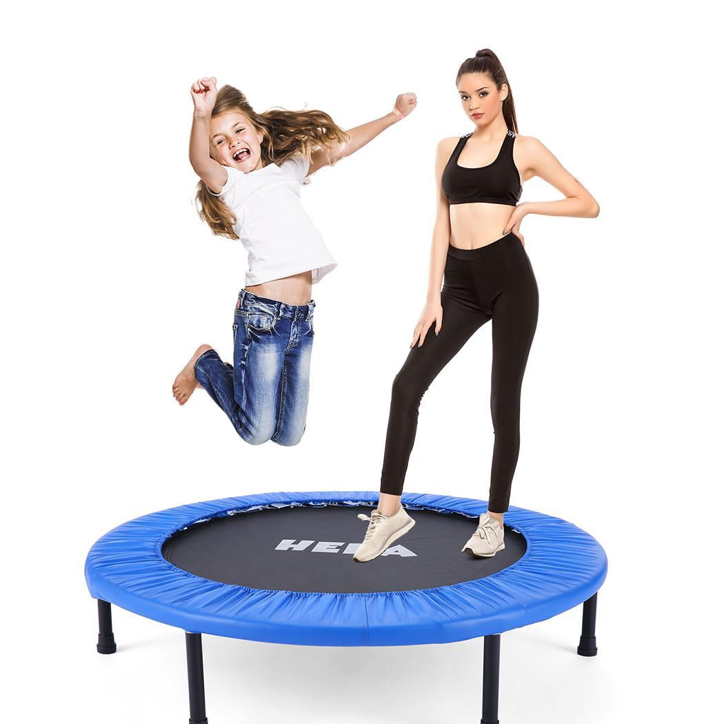 HEKA 38-Inch Foldable Mini Exercise Trampoline Indoor Fitness Rebounder Trampoline with Safety Pad Max. Load 330LBS for Kids Adults Indoor/Garden Workout