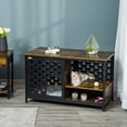 thumbnail image 2 of PawHut Maison pour Chat en Bois Table d'Appoint Style Mobilier Abri pour Chat avec Coussin Lavable Armoire avec Étagère de Rangement Brun Rustique, 2 of 10