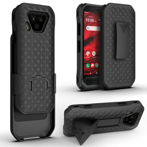 Compatible for Kyocera DuraForce Ultra 5G Case with Tempered Glass Screen Protector Belt Clip Holster Defender Rugged Shock Proof Protection Phone Cover [Black]