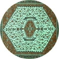 thumbnail image 1 of Ahgly Company Indoor Round Persian Turquoise Blue Traditional Area Rugs, 8' Round, 1 of 4