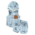 thumbnail image 2 of Gerichy 2Pcs Toddler Baby Boy Short Pants Set Tie Dye Short Sleeve Hooded Pullover + Drawstring Shorts 1T 2T 3T 4T 5T Casual Summer Outfits, 2 of 6