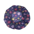 thumbnail image 4 of Unique Bargains 3 Pcs Flower Single Layer Shower Cap for Bathroom Dark Blue PEVA, 4 of 6