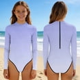 thumbnail image 2 of Swimsuit for Girls, Long Sleeve One Piece Rashguard, Solid Color Beach Vacation Swimsuit for Kids 2-13 Years, 2 of 7