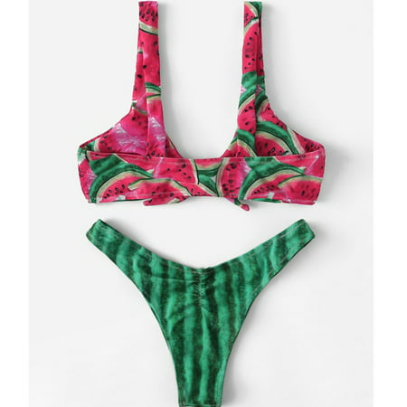 Women's Fresh Print Bikini Small Watermelon distinctive Split