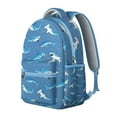 thumbnail image 4 of Abstract Ocean and Sea Creatures Backpack Waterproof Durable School Bag with Watercolor Shark and Whale Print, Adjustable Straps, Large Capacity for Travel and School, 4 of 6