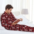 thumbnail image 4 of Salouo Buffalo Plaid Snowflakes Print Button-Front Long Sleeve Pajama Set for Men, Soft 2Pjs Men's Long Sleeve Sleepwear -Large, 4 of 7