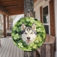 thumbnail image 3 of Happy Siberian Husky Welcome St Patrick's Day Lucky Shamrocks Clover Round Wood Sign Husky Dog Lover Gifts Hanging Wall Home Decor - 22001, 3 of 5