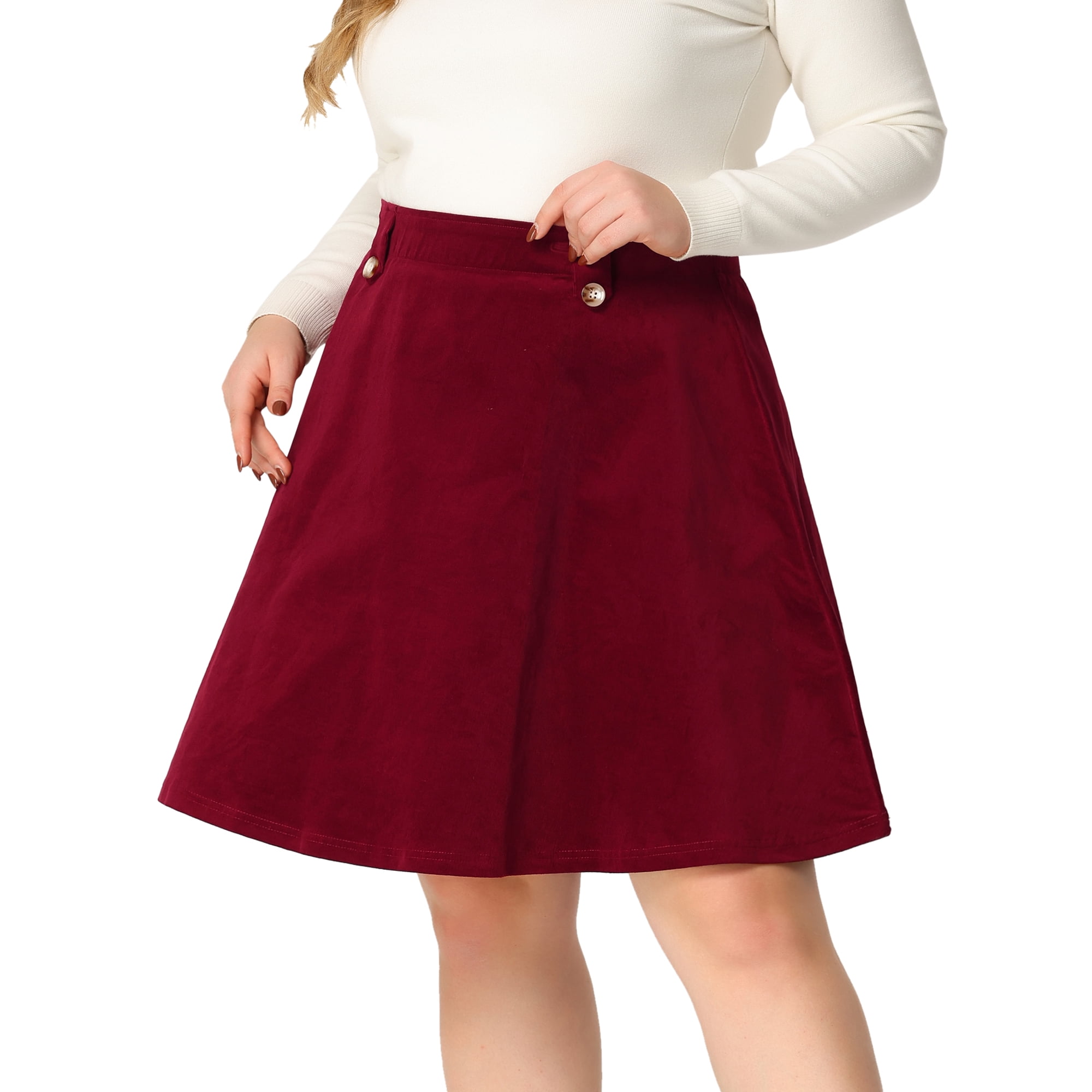 Burgundy skirt elastic waist hot sale