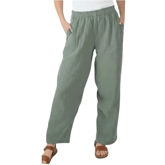 Coldwater Creek Women's XL Gauze 30 Inch Inseam Pull-On Pant, Green