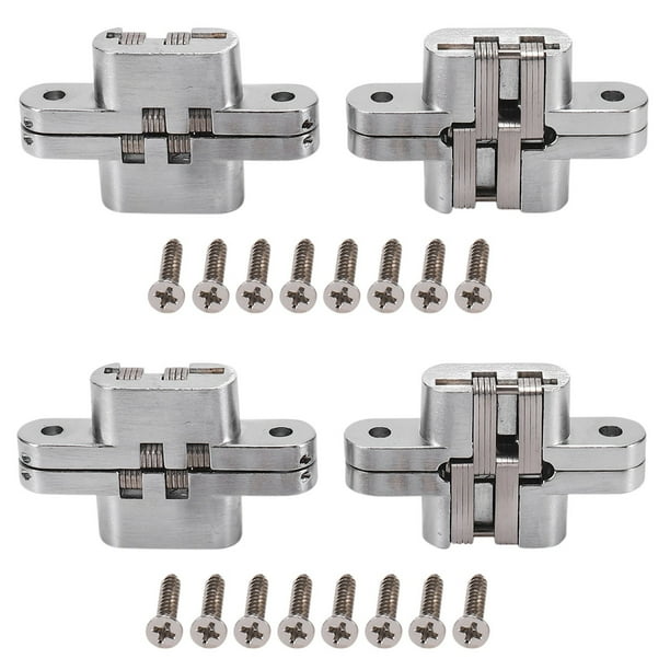 4 Pcs Concealed Door Hinge Zinc Alloy Concealed Cross Hinges 180 Degree