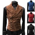 thumbnail image 6 of Joernso Casual Men Waistcoat Stand Collar Solid Color Double Breasted Slim Fit Vest for Working, 6 of 7
