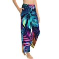 thumbnail image 2 of Daiia Colorful Tropical Leaves Women's Sleep Pant with Pockets and Drawstring,Pajama Pants-Small, 2 of 9