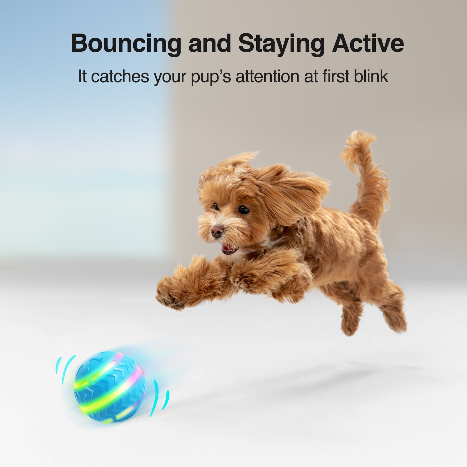 All for Paws Interactive Moving Ball Toy for Dogs, Motion Activated LED Bouncing Dog Ball Toy, USB Rechargeable