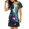 thumbnail image 2 of Naloa Cosmic Cat In Window Print Women Nightgowns,Womens Loungewear,Short Sleeve Sleepwear,Comfy Ladies Nightdress, 2 of 6