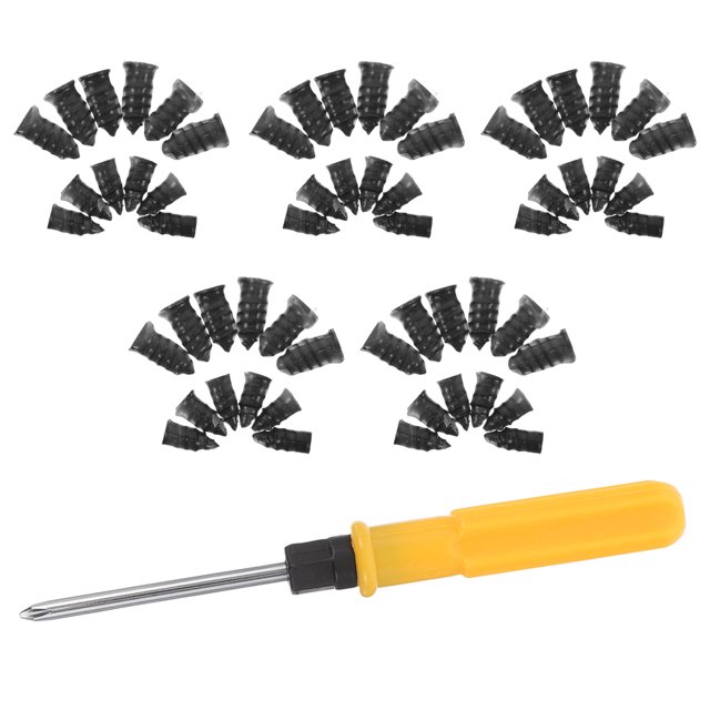 UPGRATOR Car Tire Plug Kit for Emergency Puncture Repairs with Strong Adhesion Technology, Portable Black Rubber and Galvanized Metal Tools