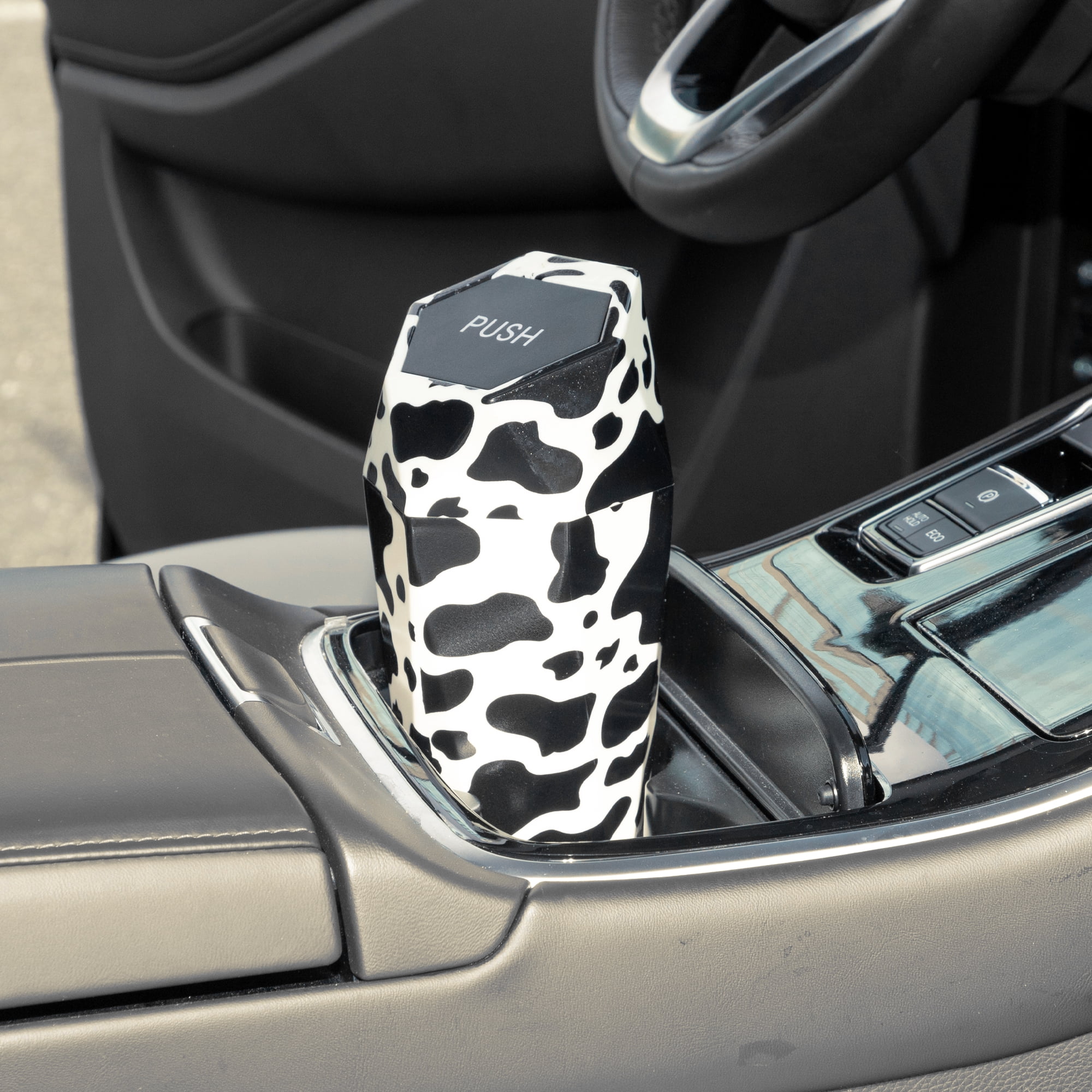 Unique Bargains Car Trash Can Portable 3.5 x 7.9 Inch Plastic 1 Pcs Black White