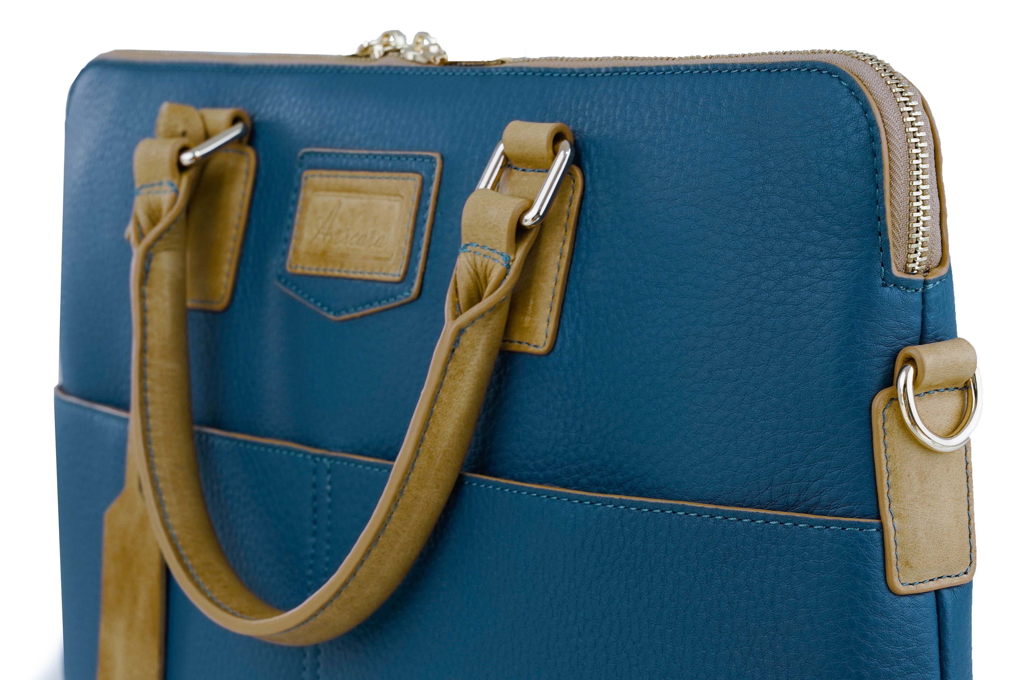 Duck Blue  Saddle Signature Leather Laptop Briefcase — Limited Edition 15"