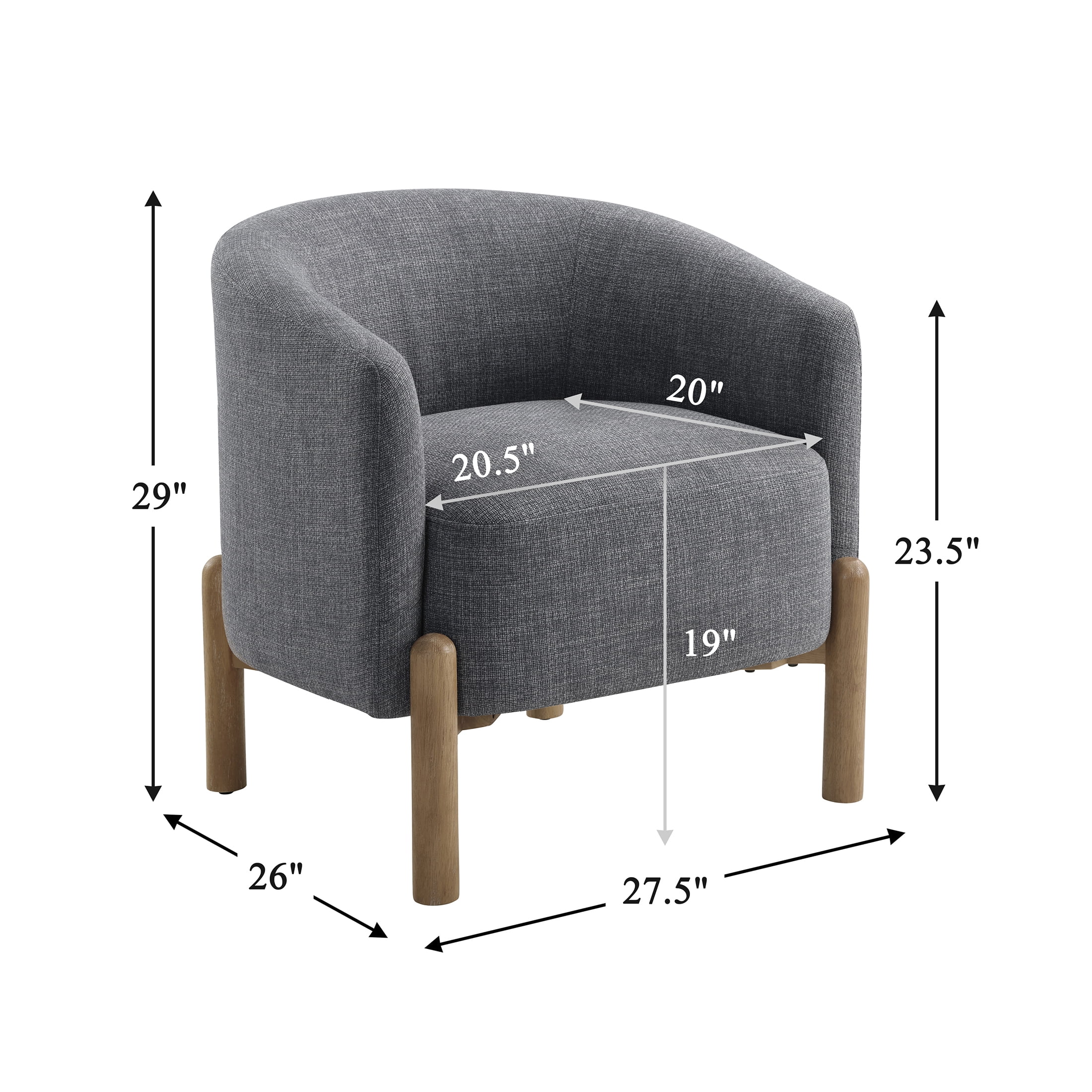 OakvillePark Westbright Textured Fabric Barrel Accent Chair, Gray