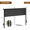 thumbnail image 2 of ARICOEASY Queen Size Storage Headboard with Charging Station, Upholstered Button Tufted Headboard, Easy Assembly, Dark Grey, 2 of 9