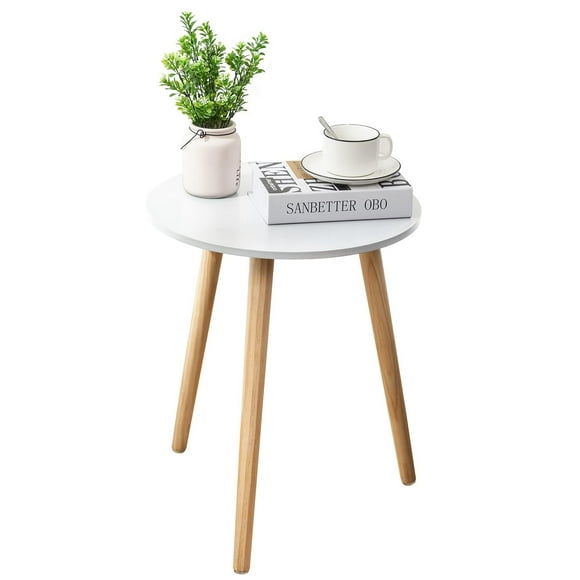 Mesa auxiliar redonda Apicizon blanca 42 cm x 52 cm