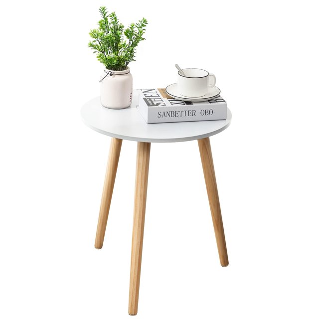 Mesa auxiliar redonda Apicizon blanca 42 cm x 52 cm