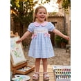 thumbnail image 6 of BemeyourBBs Kids Toddler Baby Girl Back to School Dress Outfit 2 3 4 5 6 Years Little Girl Summer Plaid Gingham Dress Short Sleeve Doll Collar Apple Scissors Pencil Embroidered Dress, 6 of 9