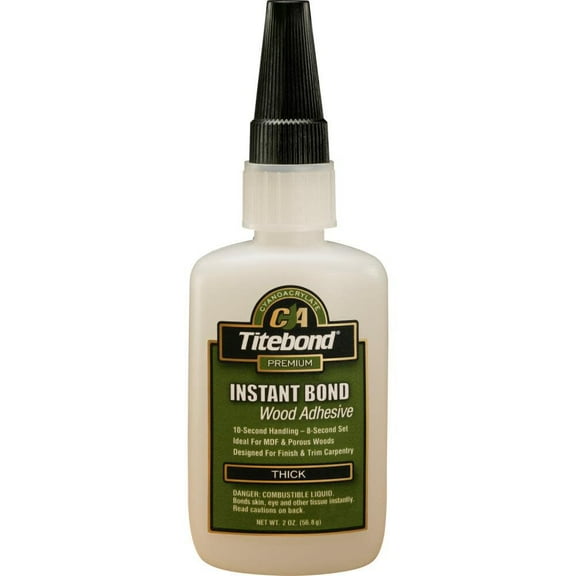 Titebond, Instant Bond Wood Adhesive, 2 oz Net Content, Bottle Container, Liquid Form, Clear