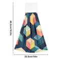 thumbnail image 6 of Yayeee Kitchen Hanging Hand Towels Set of 2 with Loop Bathroom Absorbent Tie Towel, Blue Cubes, 6 of 7